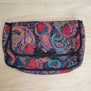 Vintage Diane von Furstenberg Paisley Floral Toiletry Bag Large Cosmetic Pouch